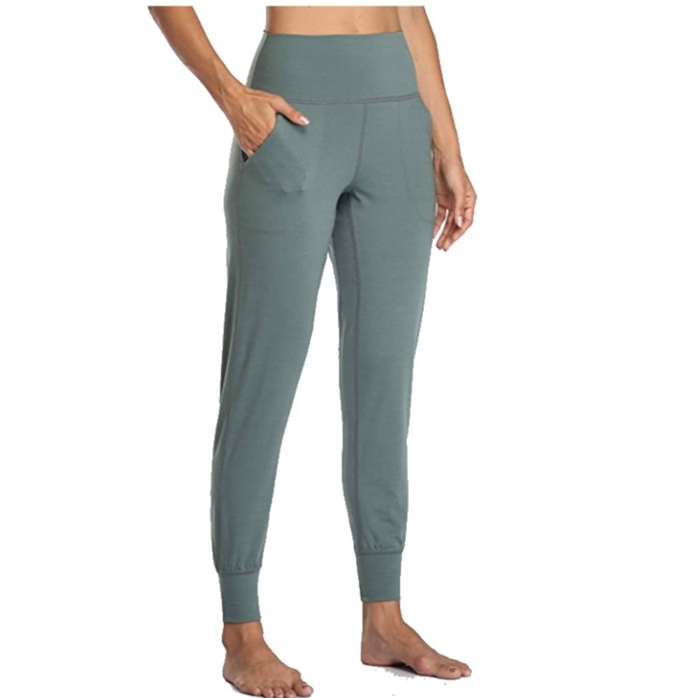 Colorfulkoala High Waisted Fitted Joggers with Pockets Heather Green size S